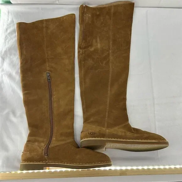 UGG LOMA Women's Over The Knee Boots Brown Size 7 Suede Casual EUC